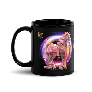 Chinese Zodiac Horse Black Glossy Mug