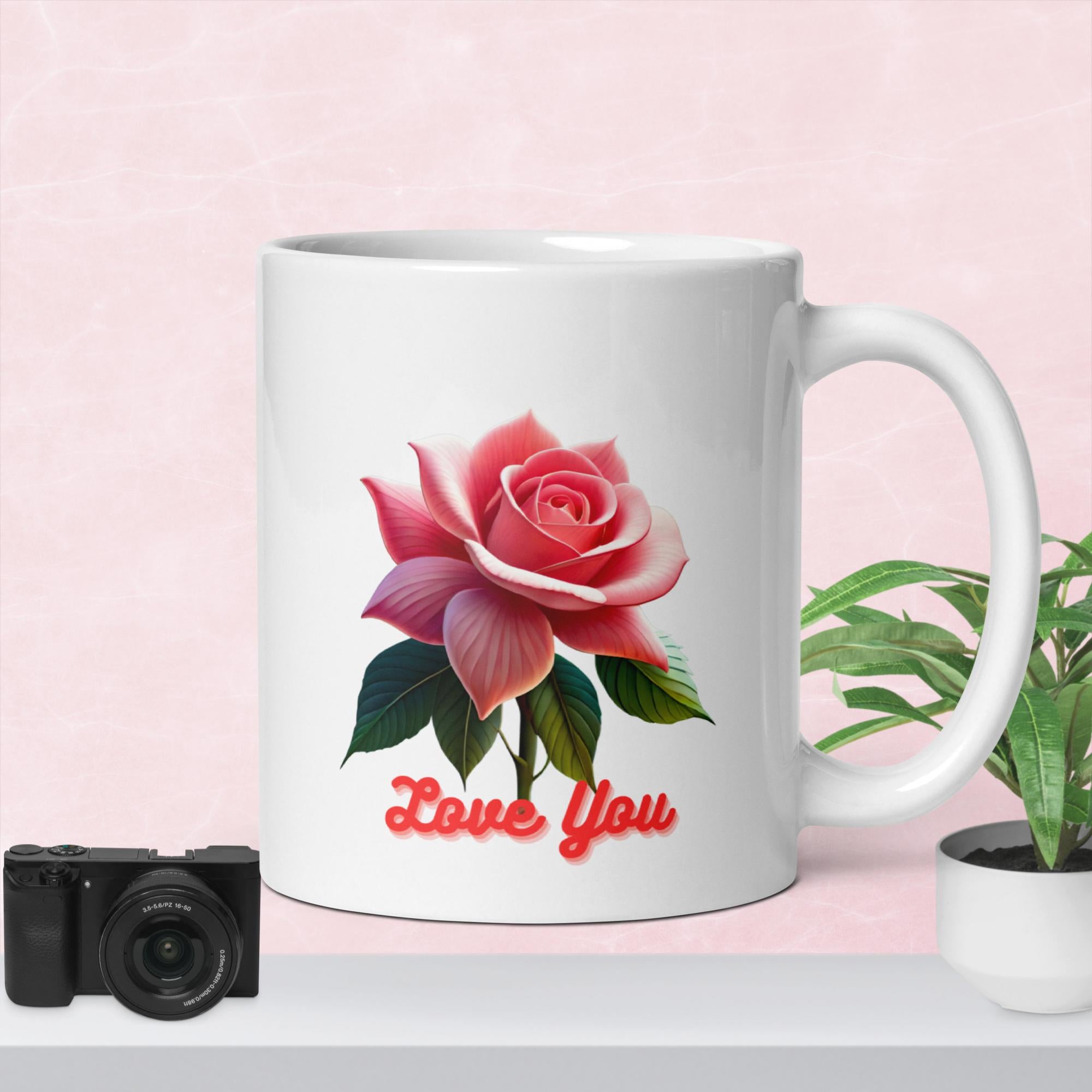 Simple Rose White glossy mug