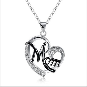 Letter Mom 925 Sterling Silver Heart Necklace