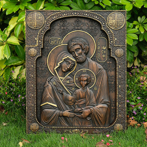 Blessed Holy Family - Handcrafted Wooden Figurine for Religious Display and Decoration