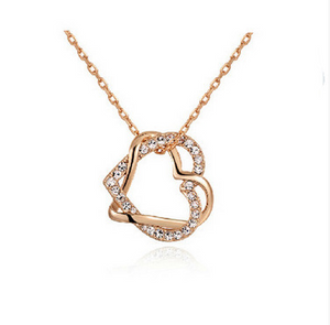 Double Diamond Heart Necklace Earring