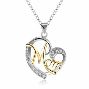 Letter Mom 925 Sterling Silver Heart Necklace